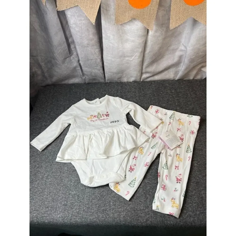 NWT Little Me My First Christmas 2PC Outfit Set 9 Months Baby Girl Beautiful